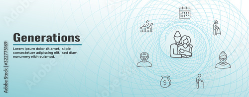 Generations and Aging Web Header Banner and Icon Set