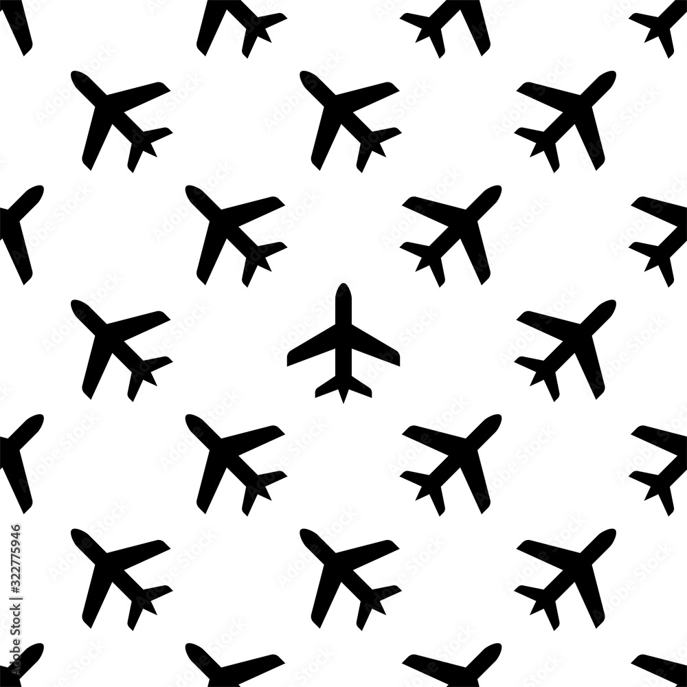 Fototapeta Airplane Icon Seamless Pattern