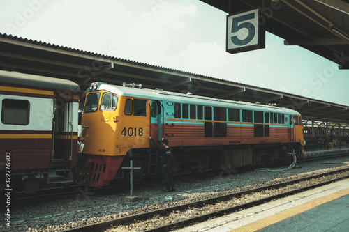 Bangkok Thailand, February 12 2020, Train is parking on platform in Bangkok train station