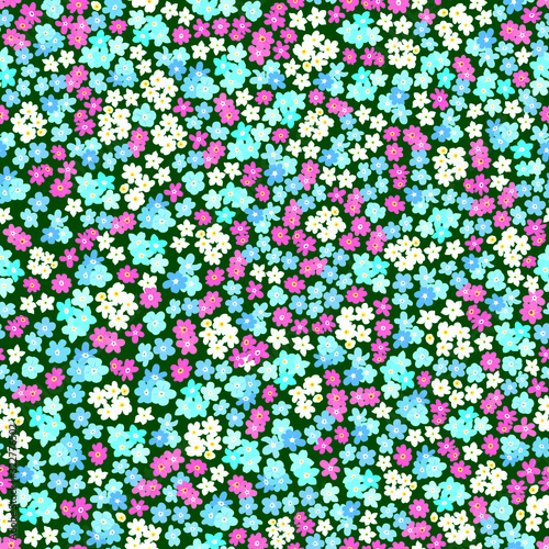 field seamless pattern of gentle vibrant forget-me-not flowers