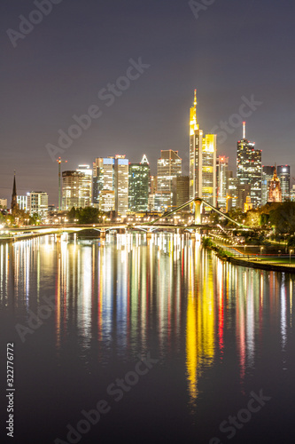 Frankfurt skyline citylights at night 