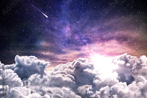 Fototapeta Naklejka Na Ścianę i Meble -  Night sky with clouds and stars