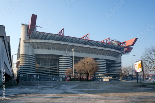 Stadium Giuseppe Meazza (San Siro) - attractions of Milan, built in the architectural style of brutalism in 1925. photo