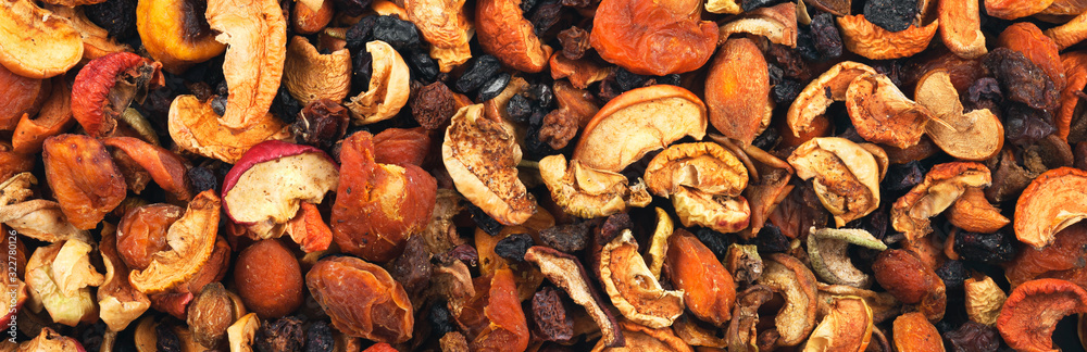 Dried fruits background and texture. Panorama. Banner. Dried fruits background and texture. Panorama. Banner.