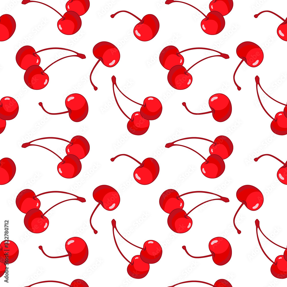 Vector pattern with sweet cherries Vector pattern with sweet cherries