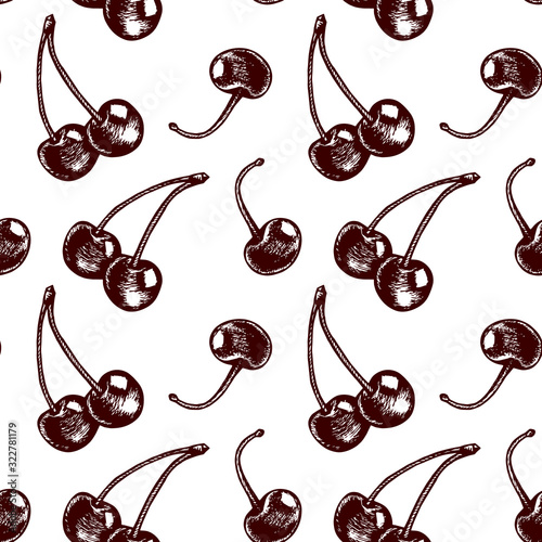 Vector pattern with ink cherries