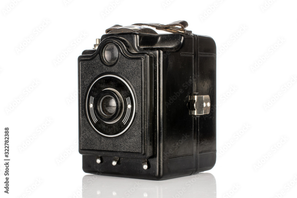 One whole vintage camera box isolated on white background
