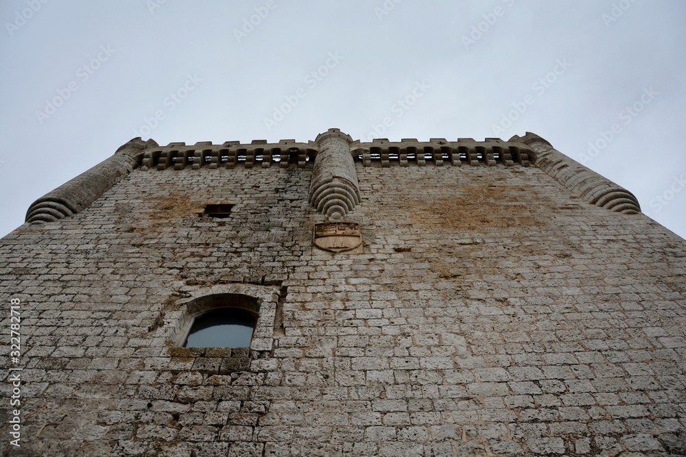 ruins of old castle with a tower and battlements