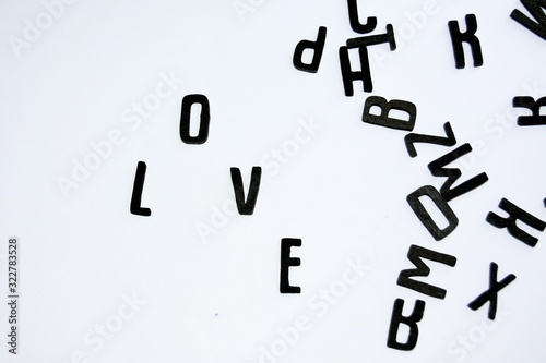 Black letters isolated on a white background
