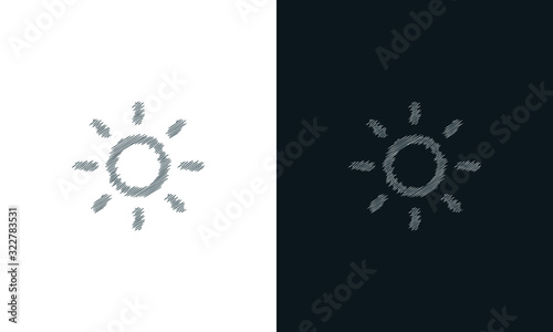 Minimalist line art scribble sun icon. Trendy Flat Hand drawn style vector illustration for graphic and web design.