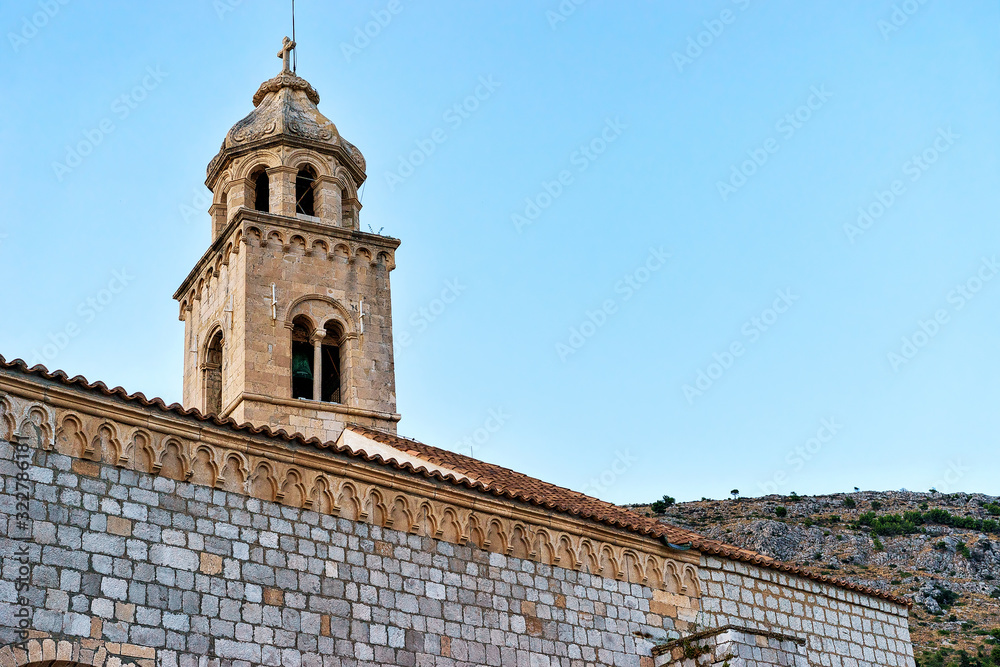 Church belfry at Old town with in Dubrovnik