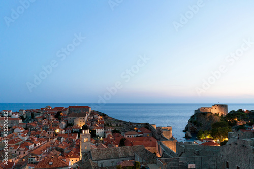 Fort Lovrijenac and Adriatic sea in Dubrovnik in evening