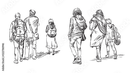 Vector hand drawing people