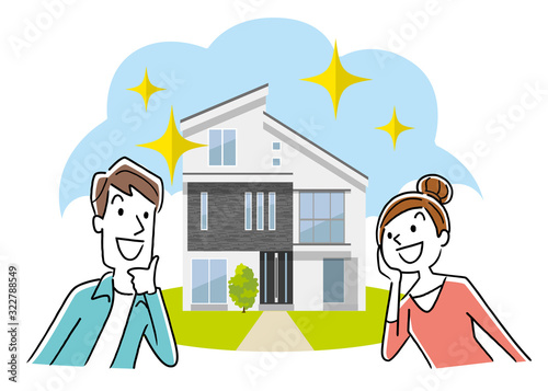 Illustration material: couple, new construction, longing