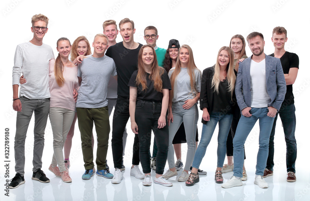 Obraz premium w pełnym wzroście. grupa pewnych siebie młodych ludzi