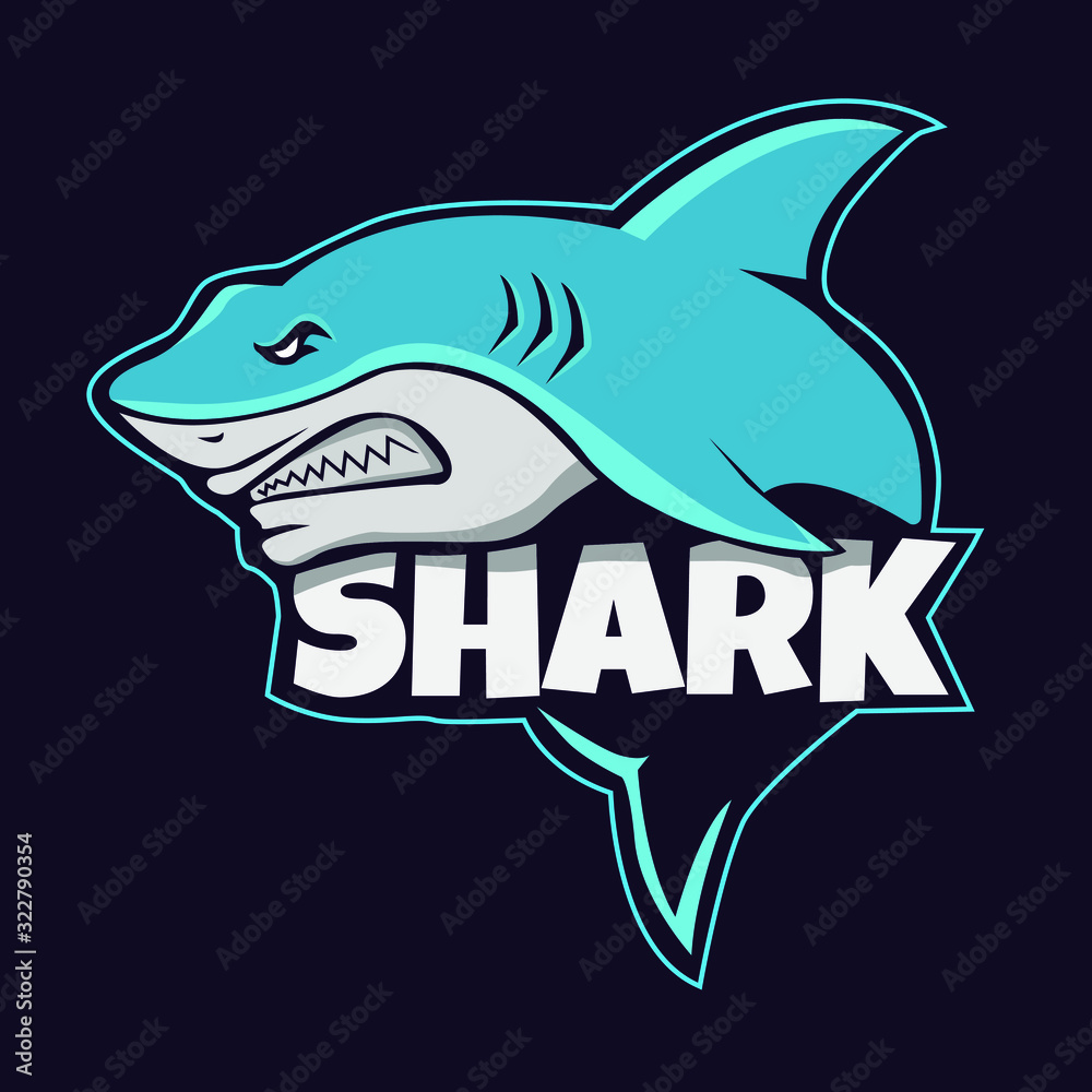 blue shark mascot logo design, esport logo for team_vector esp10 Stock ...