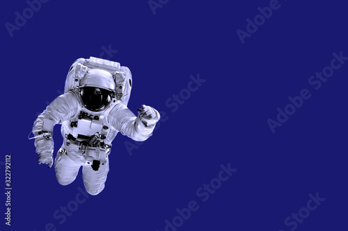 astronaut flies over the Phantom Blue backgrounds.