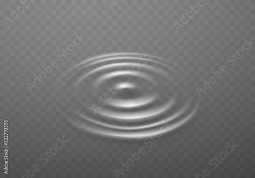 Ripple, splash water waves surface from drop isolated on transparent background. White sound impact effect top view. Vector puddle, liquid shampoo or gel circular texture template..