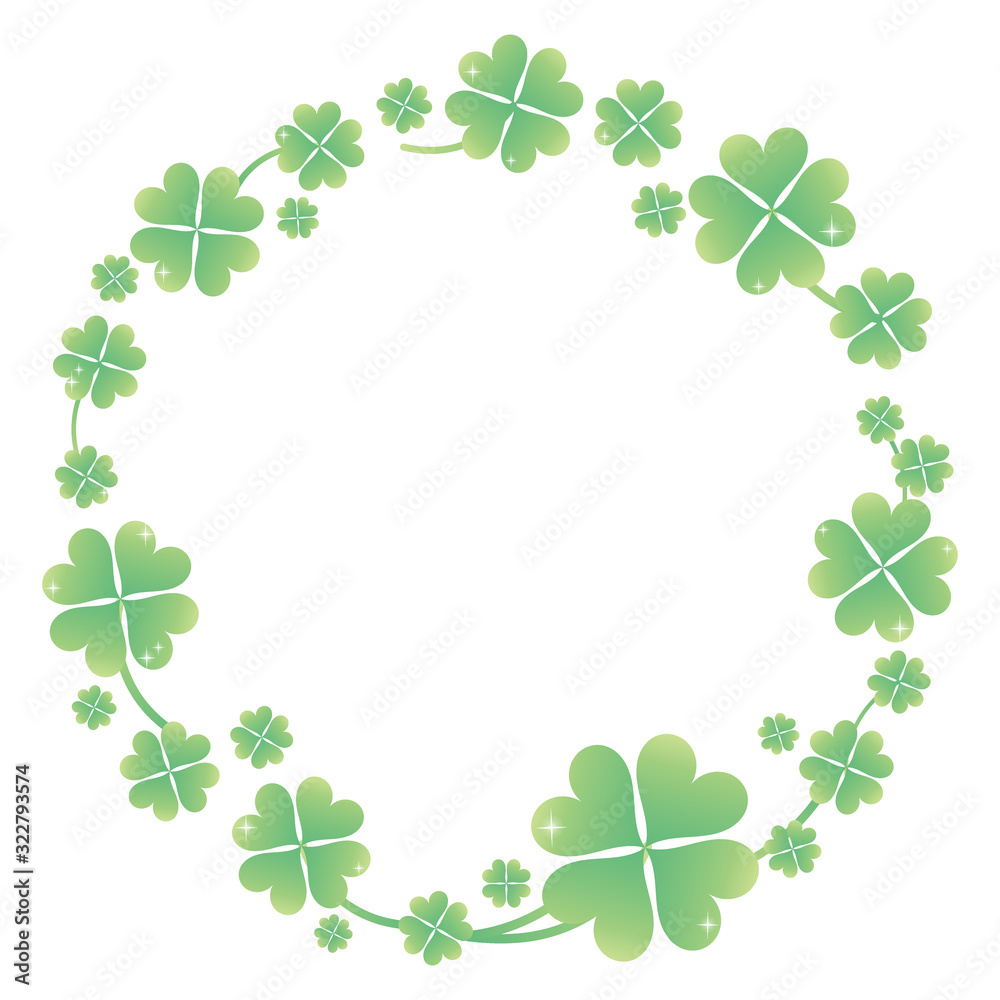四つ葉のクローバーのリース 枠 白背景 Stock Vector Adobe Stock 四つ葉のクローバーのリース 枠 白背景 Stock Vector Adobe Stock