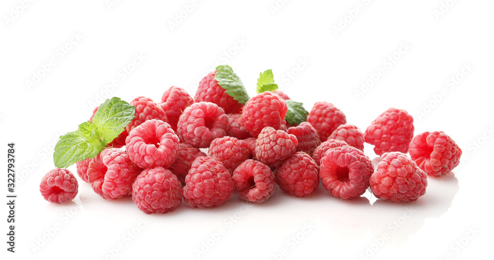 Pile of ripe rasberries isolated on white background Pile of ripe rasberries isolated on white background