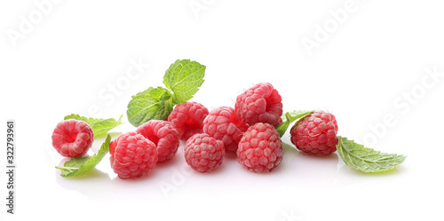 Ripe rasberries isolated on white background