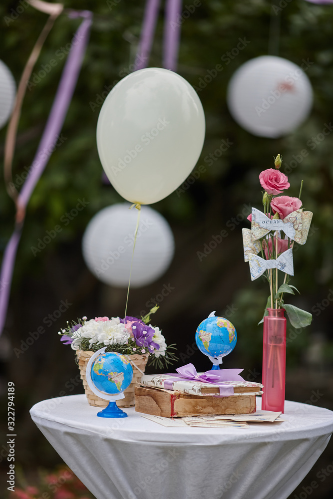 various elements for wedding decorations in nature