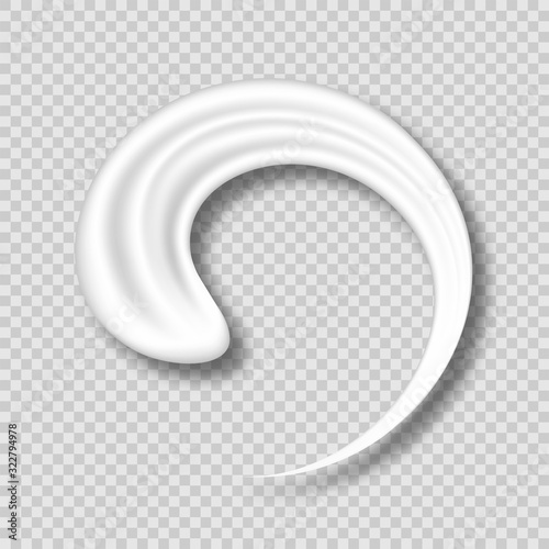 Cosmetic cream texture, white gel, toothpaste or lotion texture. Realistic cream smear, cosmetic swatch isolated on transparent background