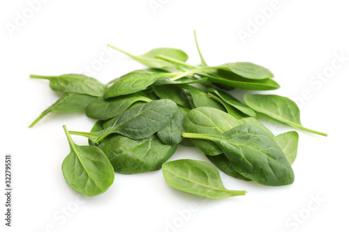 Spinach leaves isolated on white