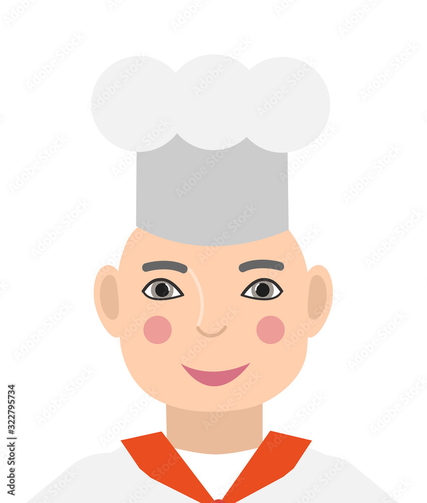 The chef in the hat. Isolated on a white background. Vector illustration. The chef in the hat. Isolated on a white background. Vector illustration.