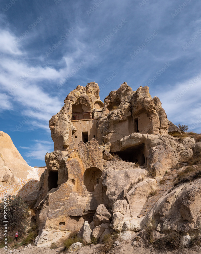 Stone houses of Goreme village in  Cappadocia, Turkey
