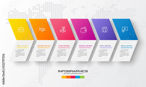 6 steps arrow infographic element,Business concept,Vector illustration.