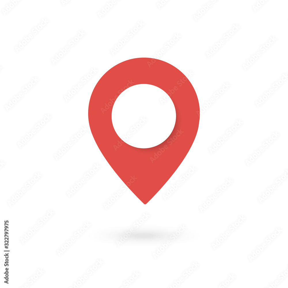 Position marker isolated on white background. Red location pin icon. Pin map design element. Location symbol. Vector illustration Position marker isolated on white background. Red location pin icon. Pin map design element. Location symbol. Vector illustration