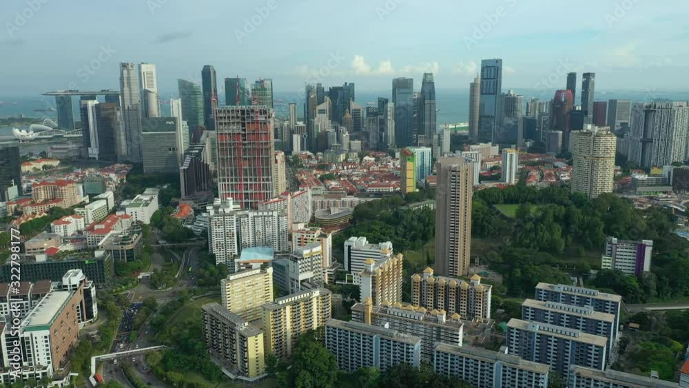 sinagpore city downtown sunny evening flight over china town district aerial panorama 4k sinagpore city downtown sunny evening flight over china town district aerial panorama 4k