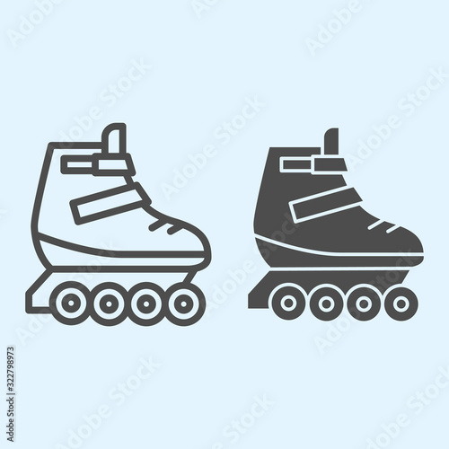 Rollers line and solid icon. Skates roller shoes. Sport vector design concept, outline style pictogram on white background, use for web and app. Eps 10.