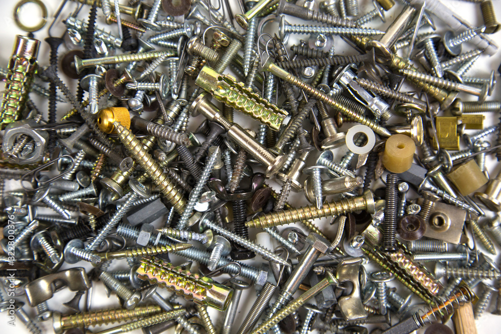 Screws washers dowels furniture accessories. Production, furniture, fixtures. Screws washers dowels furniture accessories. Production, furniture, fixtures.