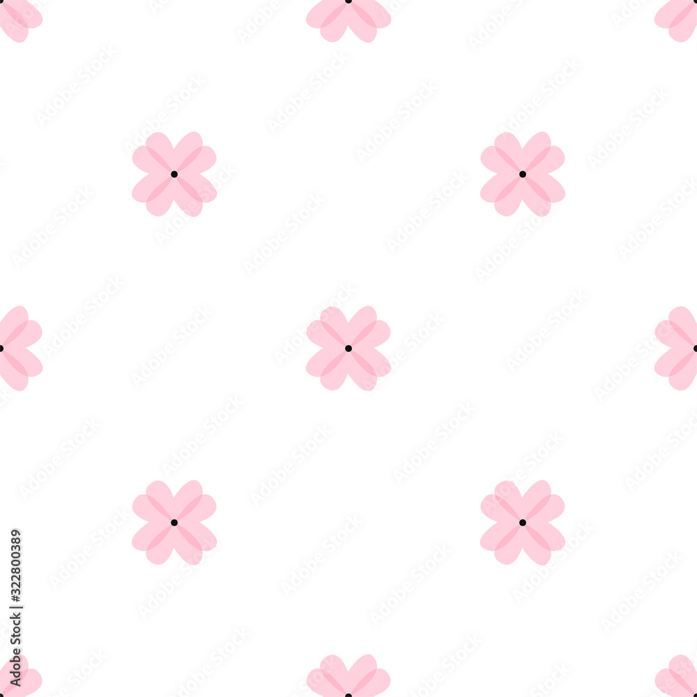 Small scalded flowers vector seamless pattern. Simple tiny calico with transparent candy pink overlapping petals background. Ditsy romantic backdrop.