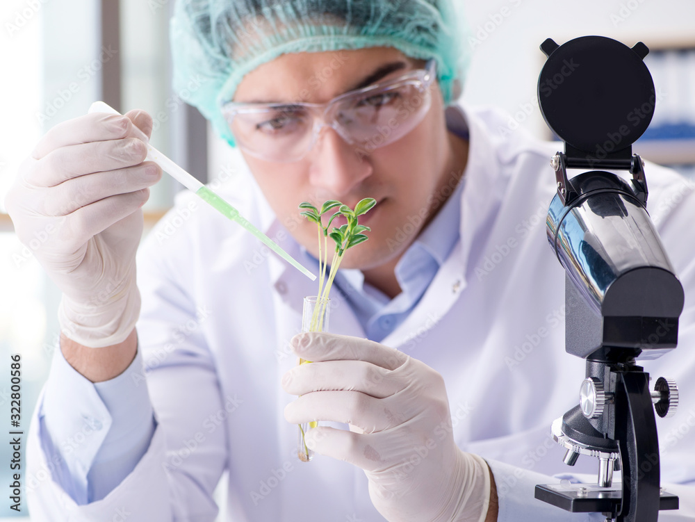 Biotechnology concept with scientist in lab Biotechnology concept with scientist in lab