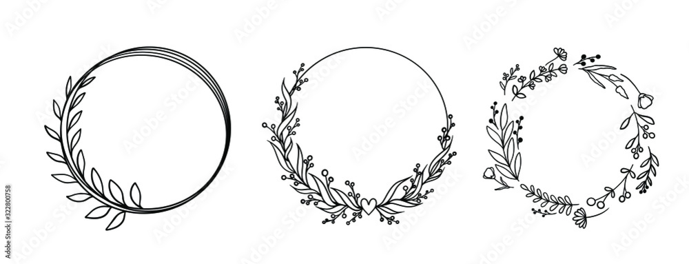 vector circle graphic frames. Wreaths for design, logo template. - obrazy, fototapety, plakaty 