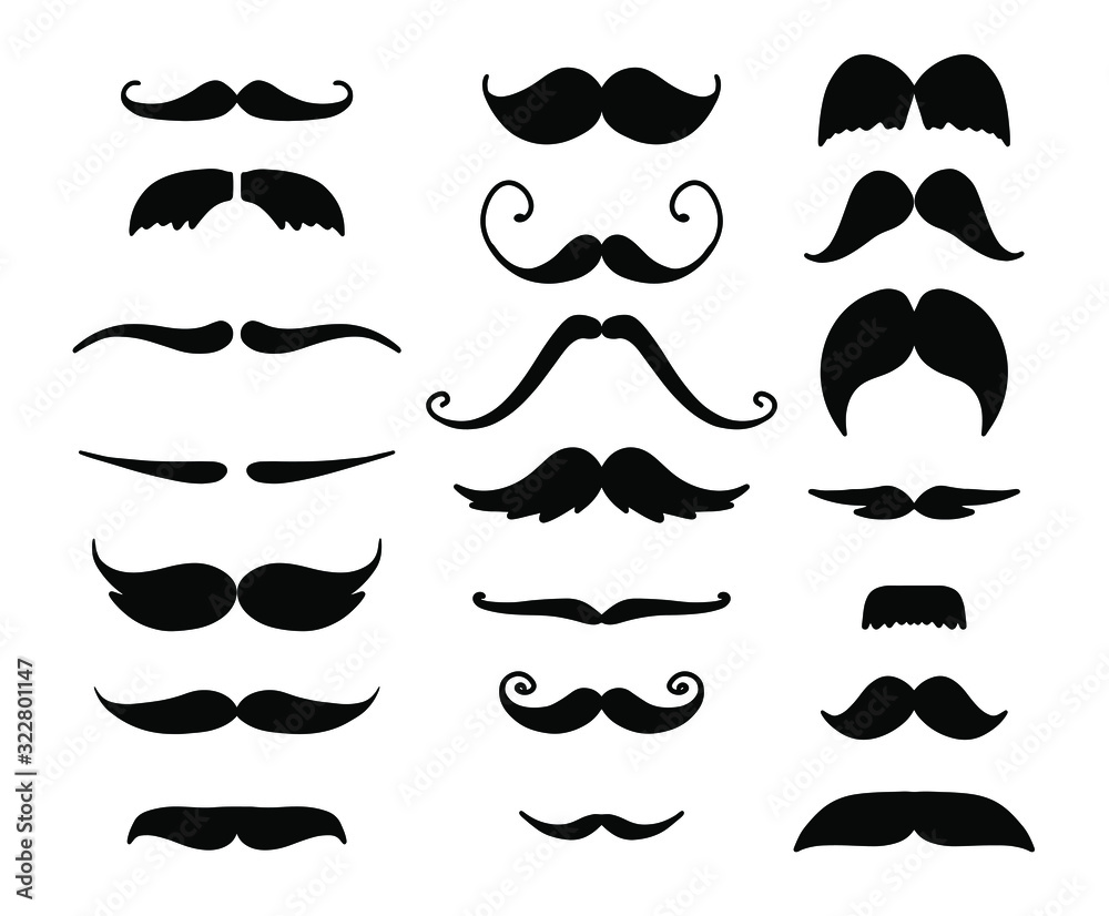 Black moustaches set isolated on white background. Moustache symbol. Moustache gentleman. Moustaches Vectors. Black moustaches set isolated on white background. Moustache symbol. Moustache gentleman. Moustaches Vectors.
