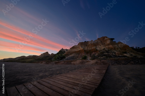 Sunset in Rompehuevos Beach  Huelva  Spain 