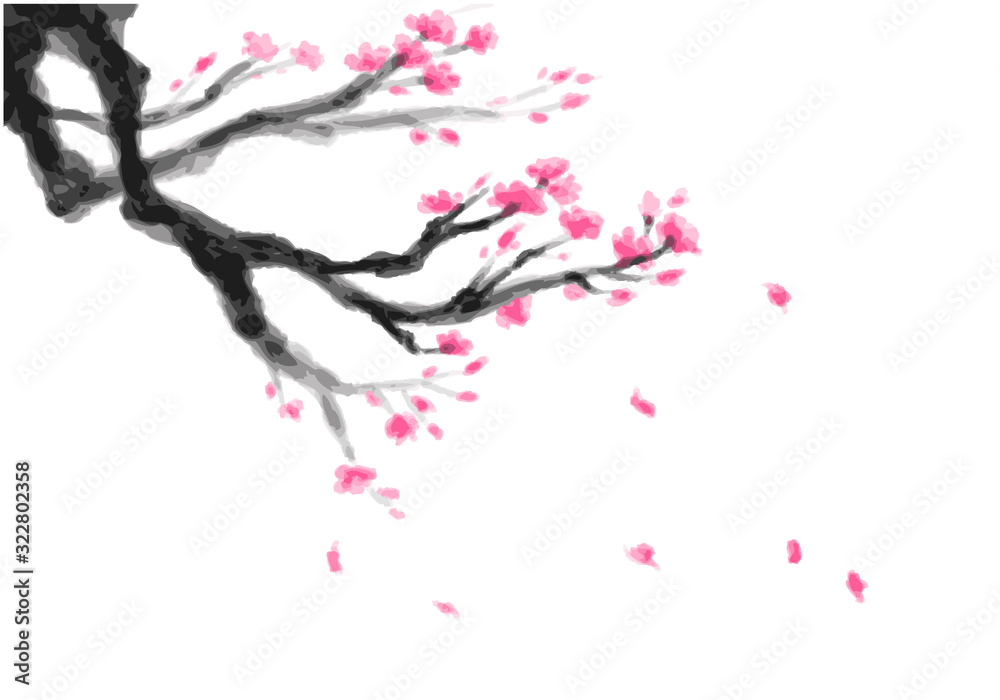 梅の花 水彩画背景イラスト素材 Stock Vector Adobe Stock