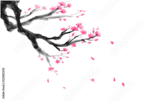 梅の花 水彩画背景イラスト素材stock Vector Adobe Stock