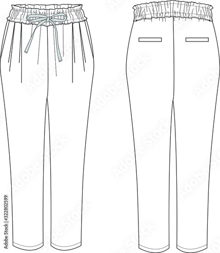 waist pant, elasticated, 