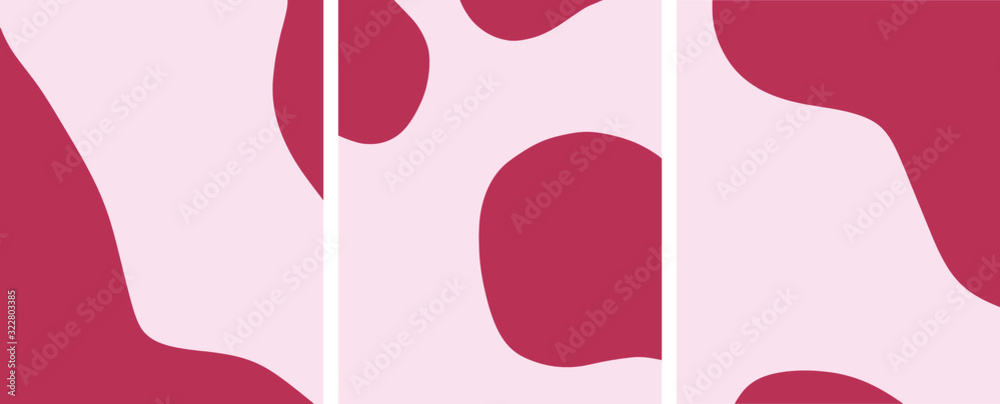 Fototapeta premium Set abstract organic shapes designs posters, nordic, graphic dynamic background. Vector trendy scandinavian posters. blush pink color palette 