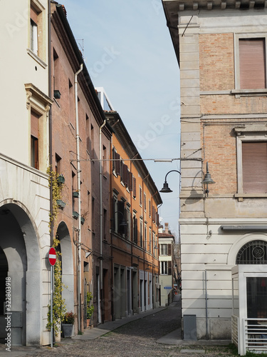 Ferrara, Italy. Ancient street in the medieval area. © Gaia