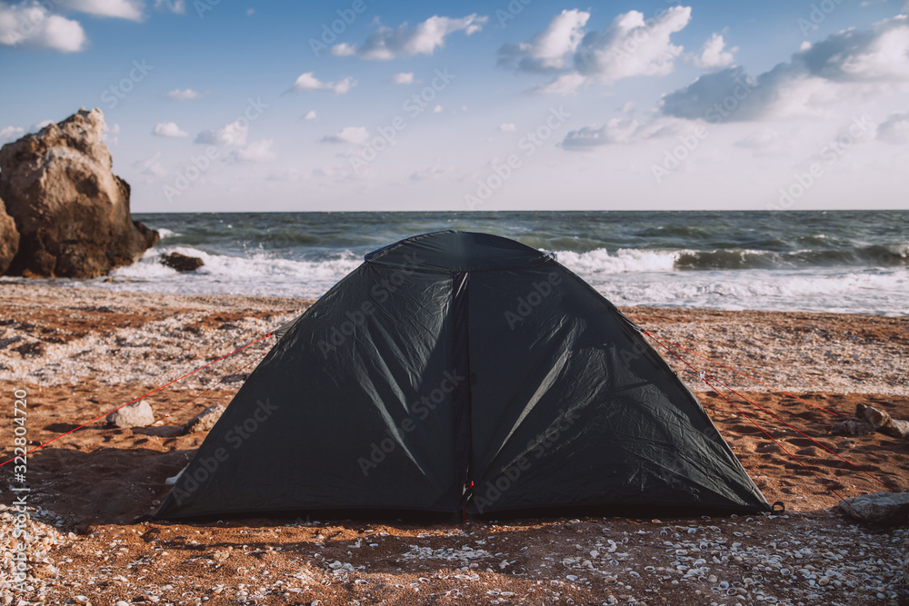 Tourist tent on the coast