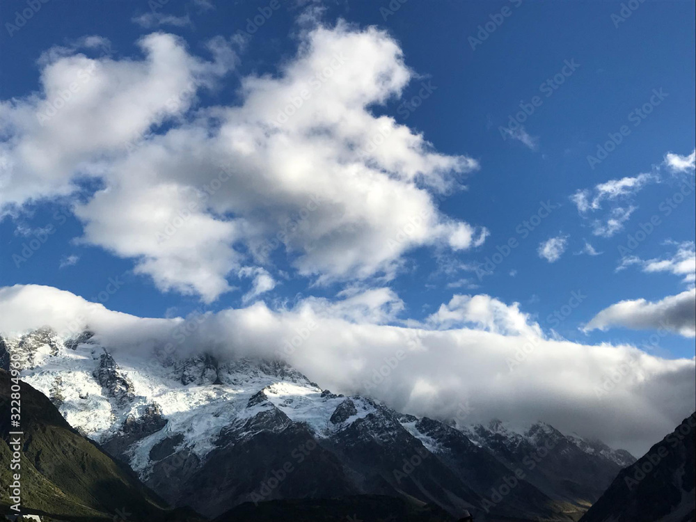 clouds over mountains