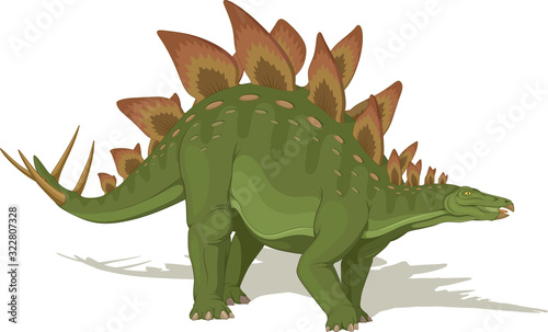 Vector illustration, ancient animal, dinosaur, stegosaurus on a white background.
