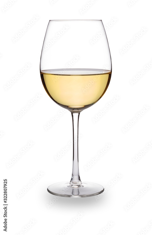 A traditional and elegant U shaped glass of white wine, isolated on white A traditional and elegant U shaped glass of white wine, isolated on white