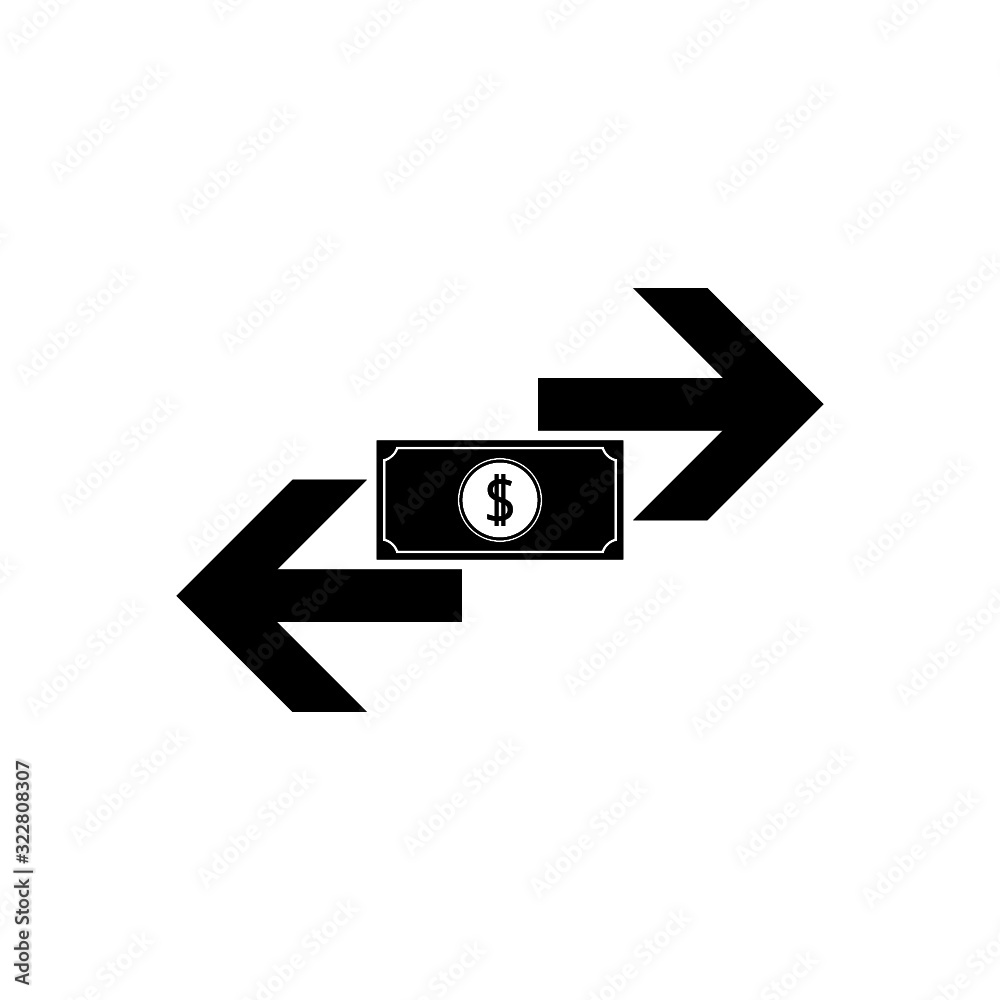 Money transfer icon in trendy design style. Money transfer icon isolated on white background